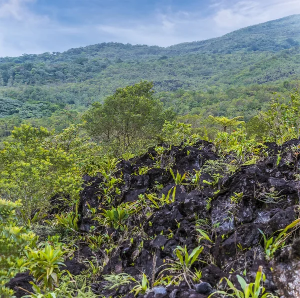 Uma Vista Dos Campos Lava Lado Vulcão Arenal Costa Rica — Fotografia de Stock