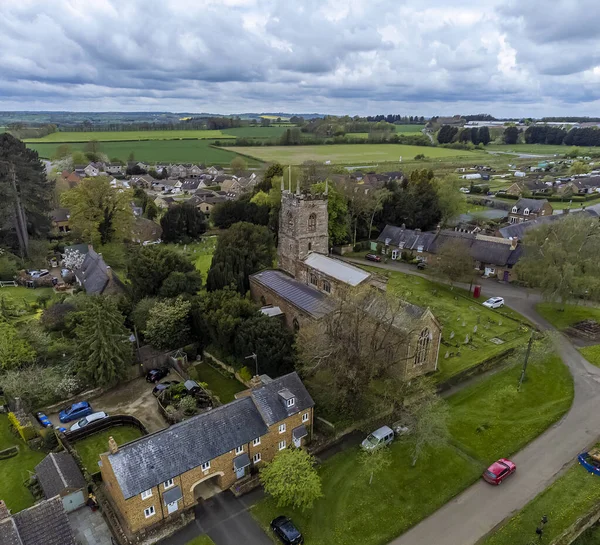 Eine Luftaufnahme Südöstlich Über Der Kirche Und Dem Dorf Chipping — Stockfoto