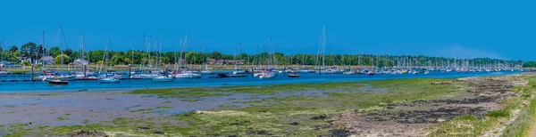 Vista Panorâmica Para Ancoradouros Maré Baixa Rio Hamble Hampshire Verão — Fotografia de Stock