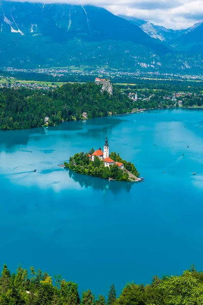 View Mala Osojnica Viewpoint Lake Bled Castle Bled Slovenia Summertime — Stock Photo, Image