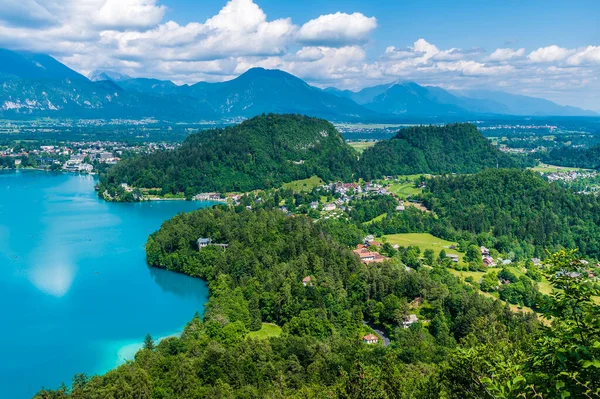 Pohled Pohledu Mala Osojnica Podél Jižního Břehu Jezera Bled Slovinsko Stock Snímky