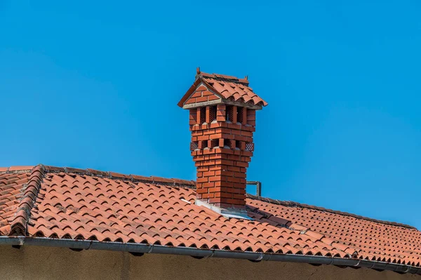Pohled Střechu Komín Stohu Městě Piran Slovinsko Létě Stock Fotografie