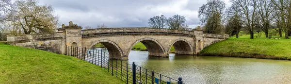 A view of an ornate bridge on the outskirts of Stamford, lincolnshire, UK in winter