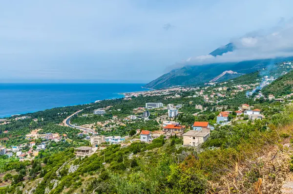 stock image A view over the settlement of Dhermi and the Llogara National Park, Albania in summertime