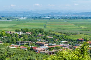 Arnavutluk 'taki Ardenica Manastırı' nın kırsal kesiminden yaz sabahları manzara