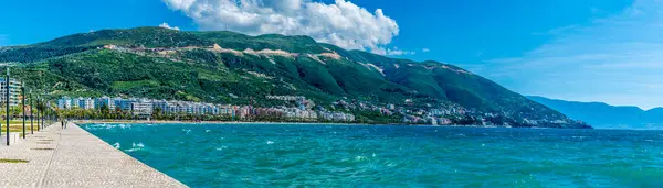 stock image A panorama view along the seafront at Vlore in Albania in summertime