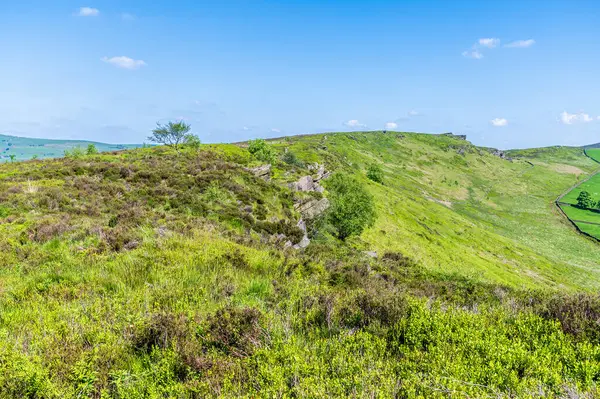 stock image A view along the top of the northern end of the Roaches escarpment near to Lud's Church in Staffordshire in summertime