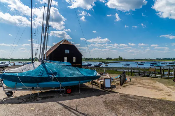 stock image A view over the Chichester estuary from the quayside at Bosham, West Sussex at low tide in summertime