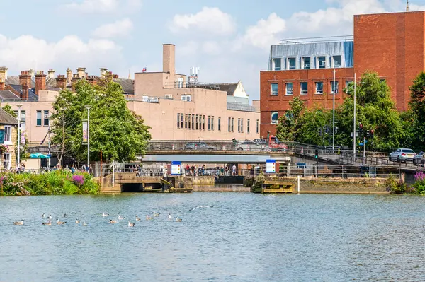 Yazın Brayford Havuzu 'nun karşısındaki Witham Nehri' ne doğru bir manzara