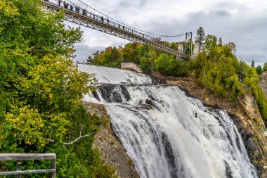 A view along the side of the Montmorency falls near Quebec City, Canada in the fall clipart