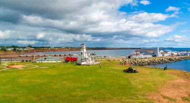 A view at the northern end of the Confederation bridge, Prince Edward Island, Canada in the fall clipart