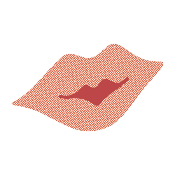 Cute smiling lips, kiss symbol, open female mouth, retro red lipstick icon. Vector isolated illustration.