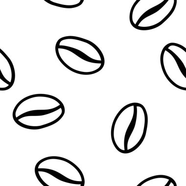 Coffee beans black and white seamless pattern in sketch or line art style. Sketch hand-drawn Arabica isolated vector repeat for textile, fabric, wrapping paper, wallpaper, and other print and design.