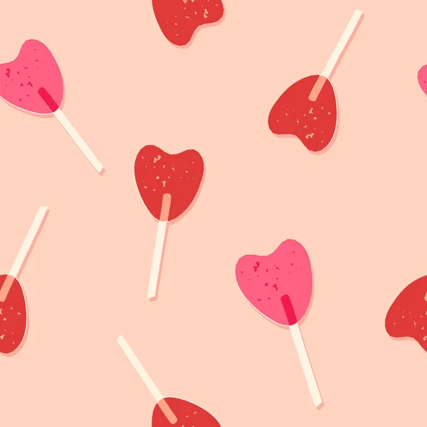 Une Jolie Sucette Forme Coeur Motif Sans Couture Bonbons Toile — Image vectorielle