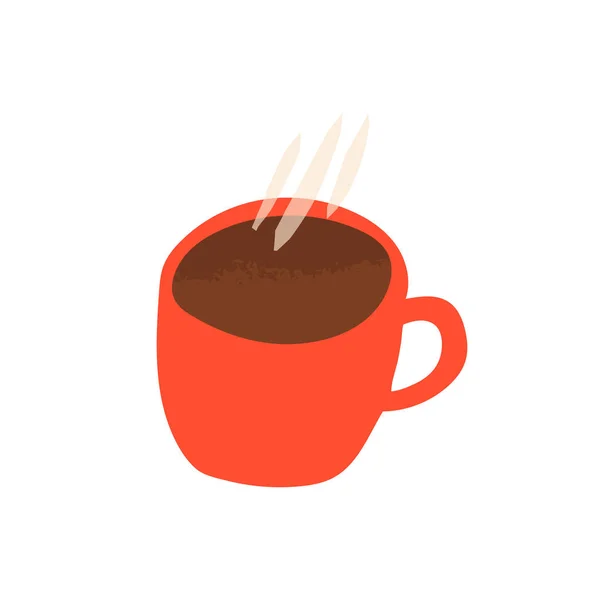 Leuke Retro Stijl Kopje Koffie Cacao Espresso Een Rode Koffiemok — Stockvector
