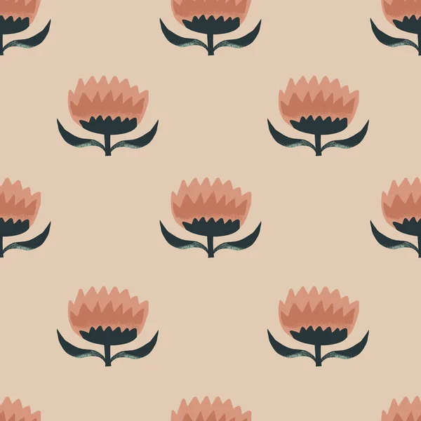 Tendre Folk Nénuphar Oriental Motif Sans Couture Répétition Florale Style — Image vectorielle