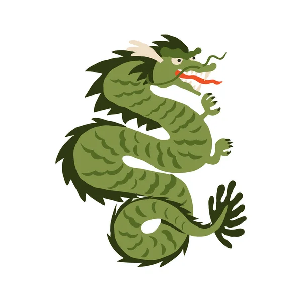 Oriental Asian Green Wooden Dragon Lunar Symbol Upcoming 2024 New — Stock Vector