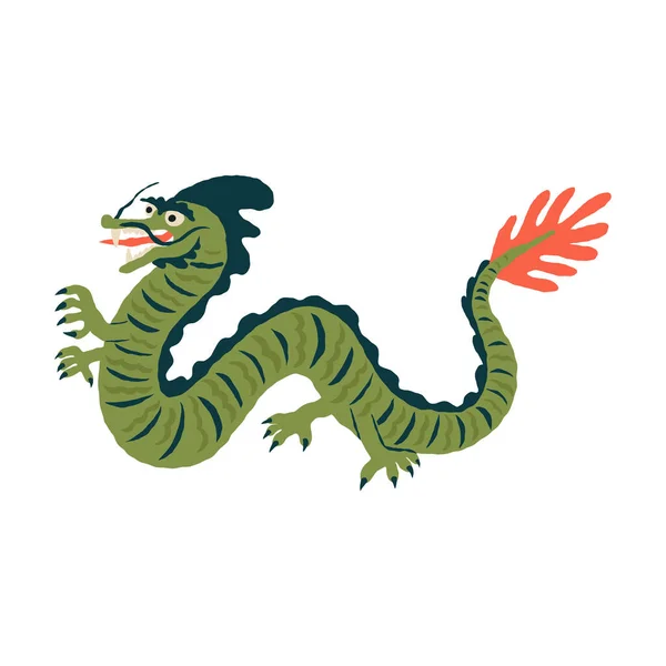 Oriental Asian Green Wooden Dragon Lunar Symbol Upcoming 2024 New — Stock Vector