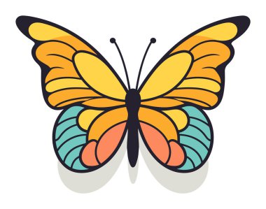 Karmaşık kanatlı renkli kral kelebeği. Doğa temaları için ayrıntılı böcek çizimi. Bahar ve güzellik konsepti vektör illüstrasyonu.