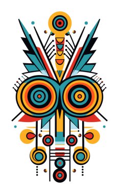 Soyut renkli geometrik sanat eşmerkezli kabile şekilleri. Modern sanat eserleri etnik motifler vektör illüstrasyonu