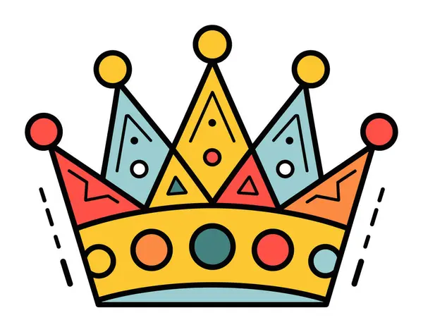 カラフルな漫画クラウン幾何学図形ドット シンプルな王冠アイコン グラフィックデザイン要素 キング クイーン 君主シンボルベクトルイラスト ストックベクター