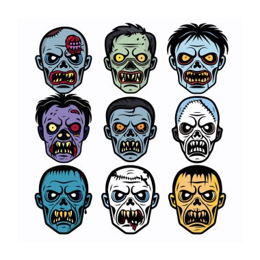 Çeşitli ifadelerin yer aldığı dokuz zombi kafası koleksiyonu. Çizgi filmlerdeki zombiler öfke, açlık, yara izleri, açık ağızlar sergiler. Canlı renkler ölümsüz yüz hatlarını, gözleri, çürümeyi betimler.