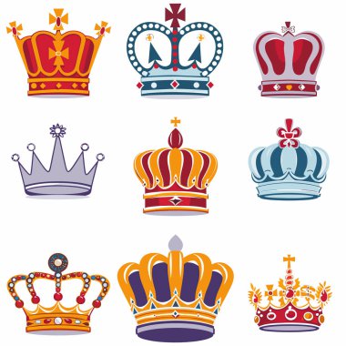 Koleksiyon çeşitli kraliyet tacı farklı renkler taçlandırır. Kraliyeti, liderliği ve fanteziyi sembolize eden kraliyet tacı çizimleri. Mücevherler, haçlar, eşsiz tasarımlar içeren süslü taçlar.