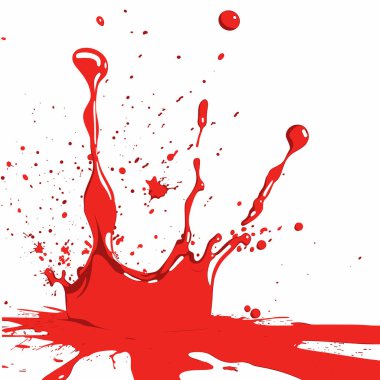 Kırmızı boya sıçrama, izole edilmiş beyaz arka plan, dinamik sıvı sanat, soyut yaratıcı tasarım sıçrama, canlı kırmızı damlacıklar, yüksek hız fotoğraf efekti.