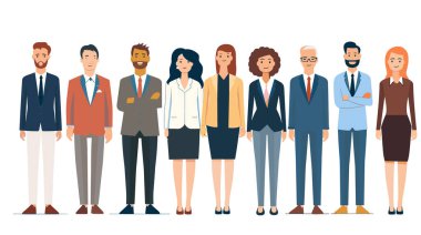 Profesyonel ekip, iş adamlarının, iş kadınlarının, resmi kıyafetlerin, çeşitli kıyafetlerin, etnik kökenlerin, orta yaşlı, izole edilmiş beyaz arka plan grubunun önde gelenlerindendir.
