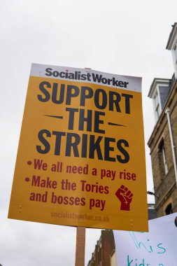 Oxford, UK - 01 Feb 2023, Striking teachers with other public sector workers march across Oxford.
