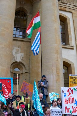 Oxford, UK - 01 Feb 2023, Striking teachers with other public sector workers march across Oxford.