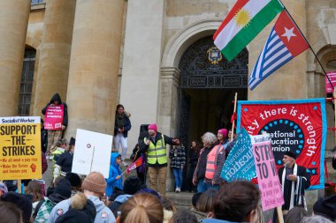 Oxford, UK - 01 Feb 2023, Striking teachers with other public sector workers march across Oxford.