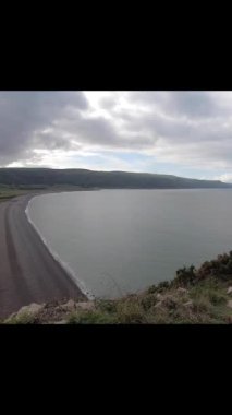 Porlock Bataklığı 'nda uzun bir telefon kablosunda oturan bir sürü kuş.