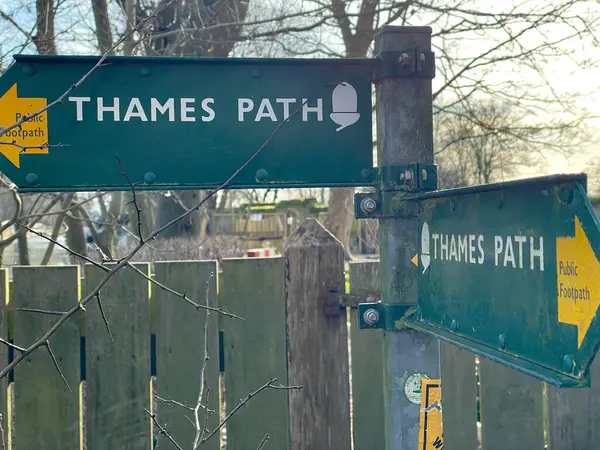 Thames Path public footpath sign near port meadow