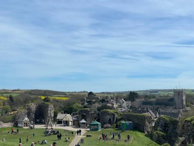 View to Corfe Castle, Dorset, England, Corfe Castle village, Dorset, England, United Kingdom, Europe clipart