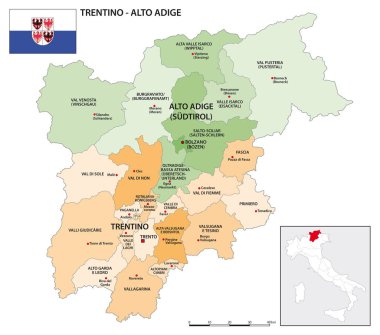 Trentino-Alto Adige 'in bayraklı bölge haritası