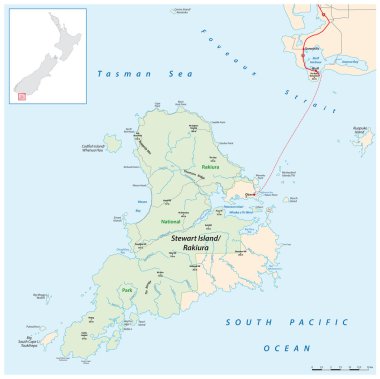 Yeni Zelanda 'nın vektör haritası Stewart Adası, Rakiura