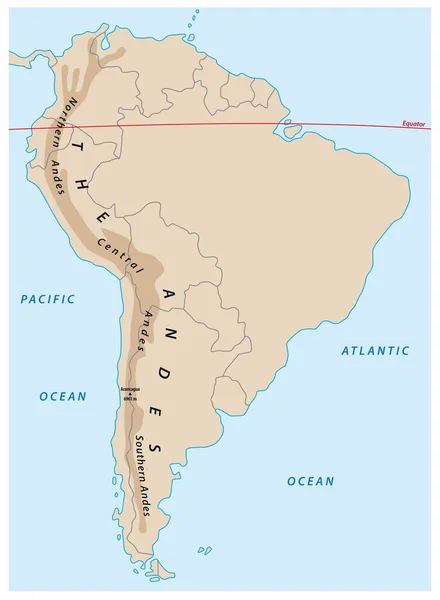 南米アンデス山脈の簡単なアウトライン図 — ストックベクタ