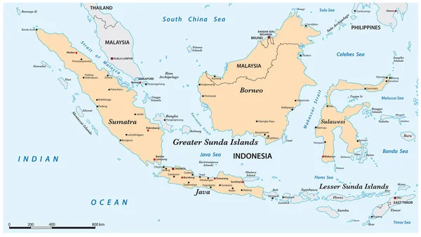 Peta Kepulauan Sunda Besar Kepulauan Melayu - Stok Vektor
