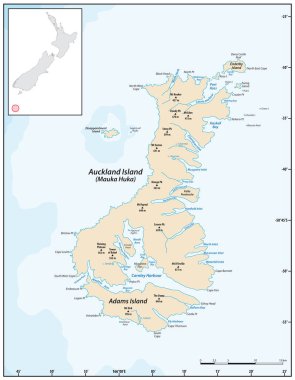 Vector Map of Subantarctic Auckland Islands, New Zealand clipart