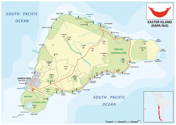 Şili Nin Paskalya Adası Rapa Nui Nin Vektör Haritası — Stok Vektör