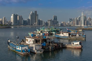 PANAMA CITY, PANAMA-MARCH 03, 2019: View of the skyscraper silhouette of Panama City