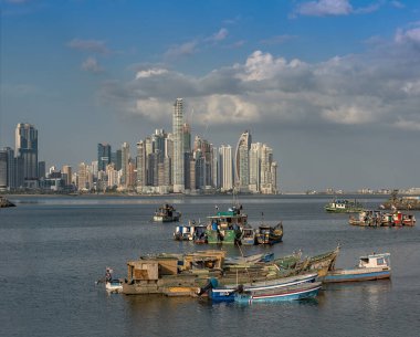 PANAMA CITY, PANAMA-MARCH 03, 2019: View of the skyscraper silhouette of Panama City