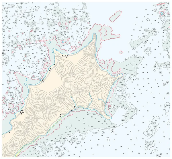 Вымышленный Детальный Вектор Морская Карта Океана — стоковый вектор