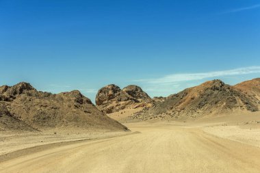sand road through the moon landscape landscape near Swakopmund, Namibia