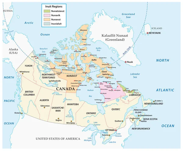 Vector Map Inuit Communities Northern Canada — Stockvector