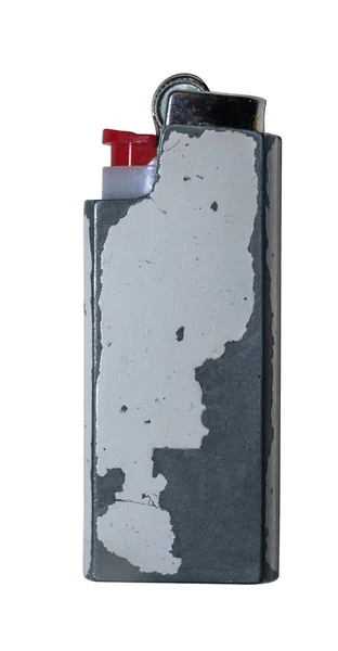 Old White Lighter Metal Case White Background — Stock Photo, Image