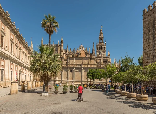 Seville Spain May 2022 Unidentified Tourists Plaza Del Triunfo Seville — Stock fotografie