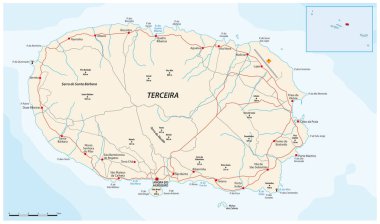 Map of the Portuguese Azores island of Terceira