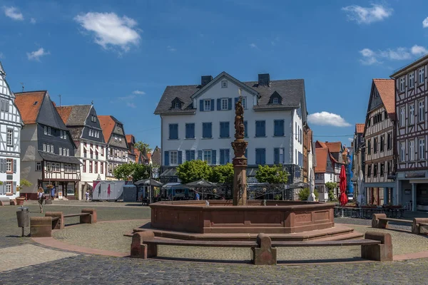 Butzbach Germany July 2020 View Historic Market Square Fountain Butzbach — Stok fotoğraf